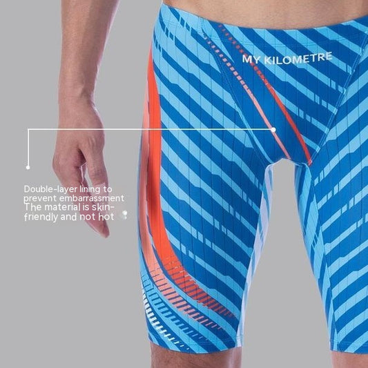 Professional Quick-drying Five-point Swimming Trunks Men's Long
