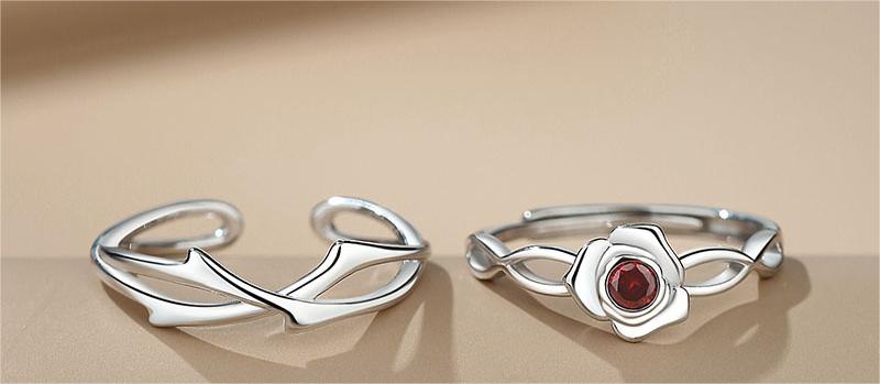 S925 Silver Couple Couple Rings Simple And Light Luxury Special-interest Design Men And Women