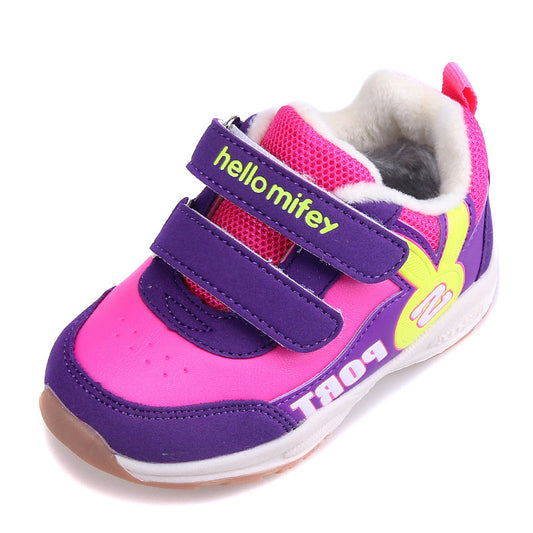 Plush sports cotton shoes for boys and girls