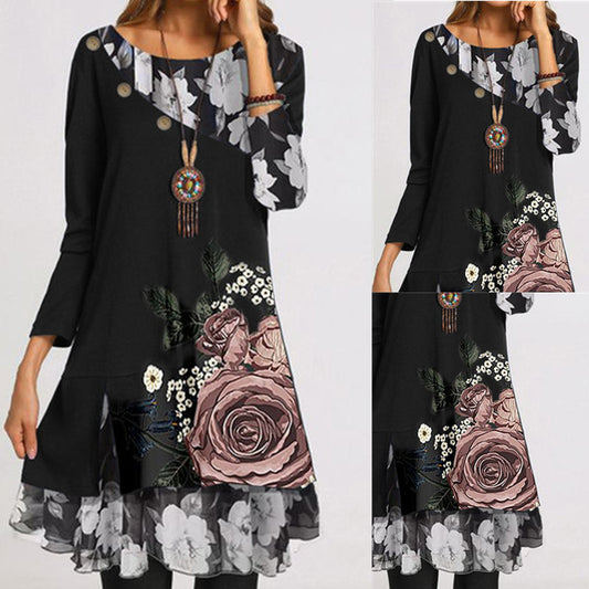 Hot Selling Fashionable Chiffon Stitching Loose Dress