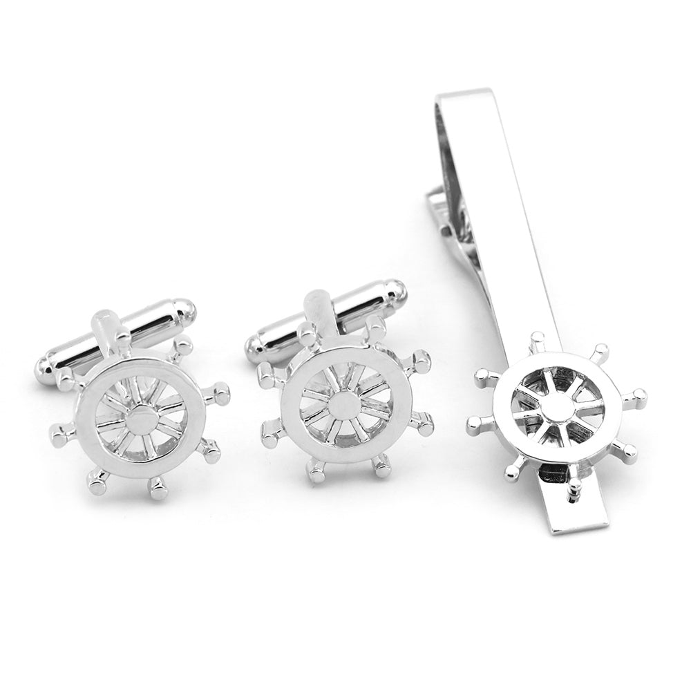 Fashion Silver Bass Guitar French Shirt Cufflinks