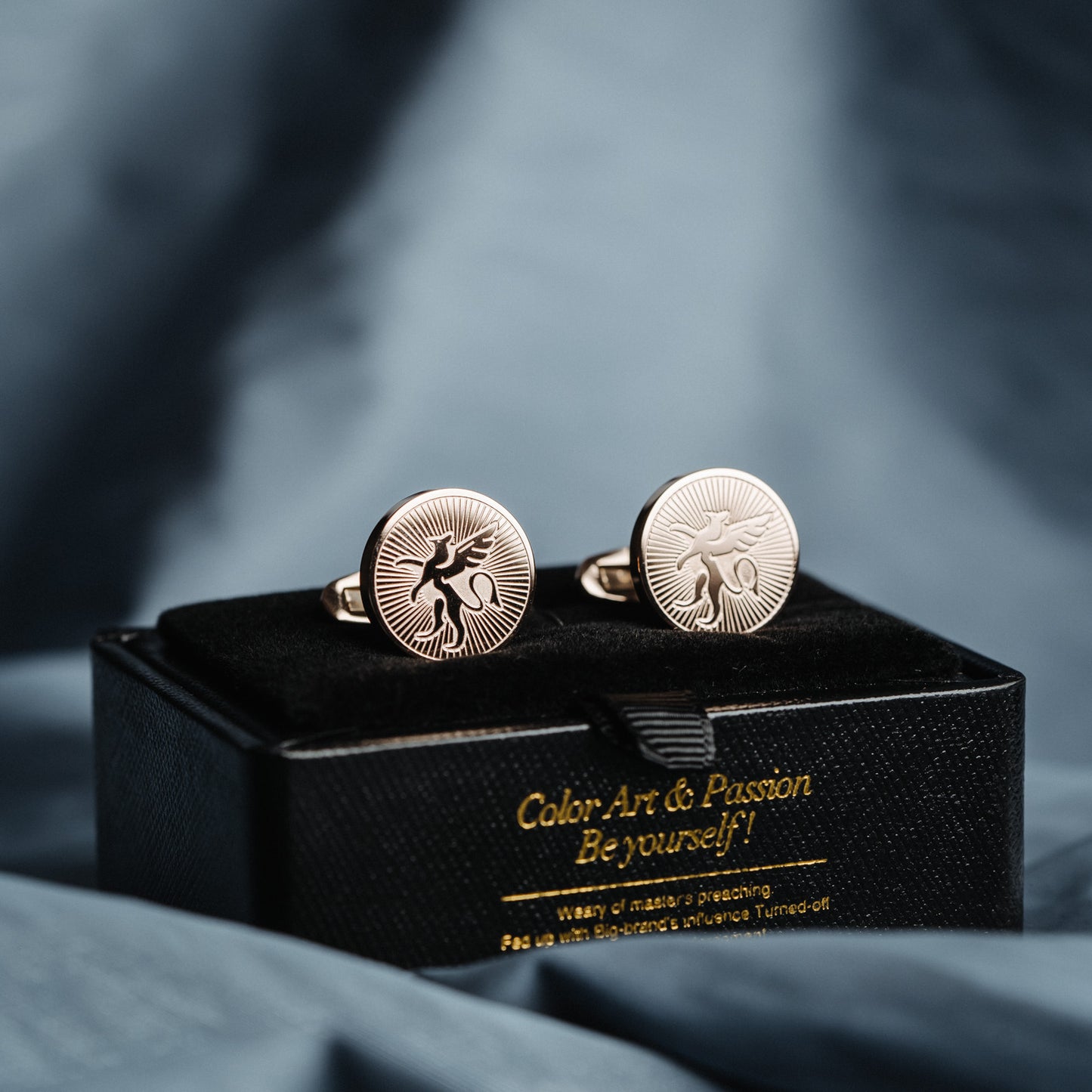 French Rose Gold Cufflinks Men's Business