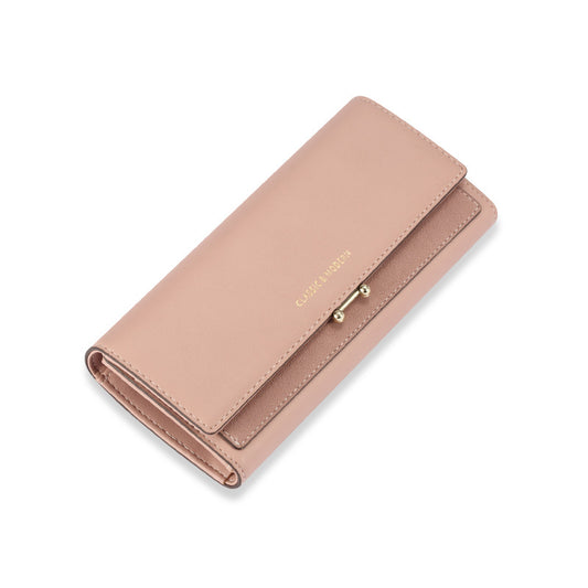 Long Wallet Card Holder One European and American Fashion Ladies Women's Large-capacity Wallet PU Long Three-folding Clutch