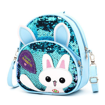 Children's Bags, Girls' Messenger Bags, Girls, Cute Bunny, Sequined One-shoulder Backpack