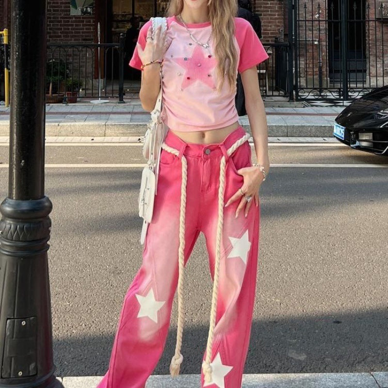 Dopamine Girls Wear New XINGX Embroidered Jeans