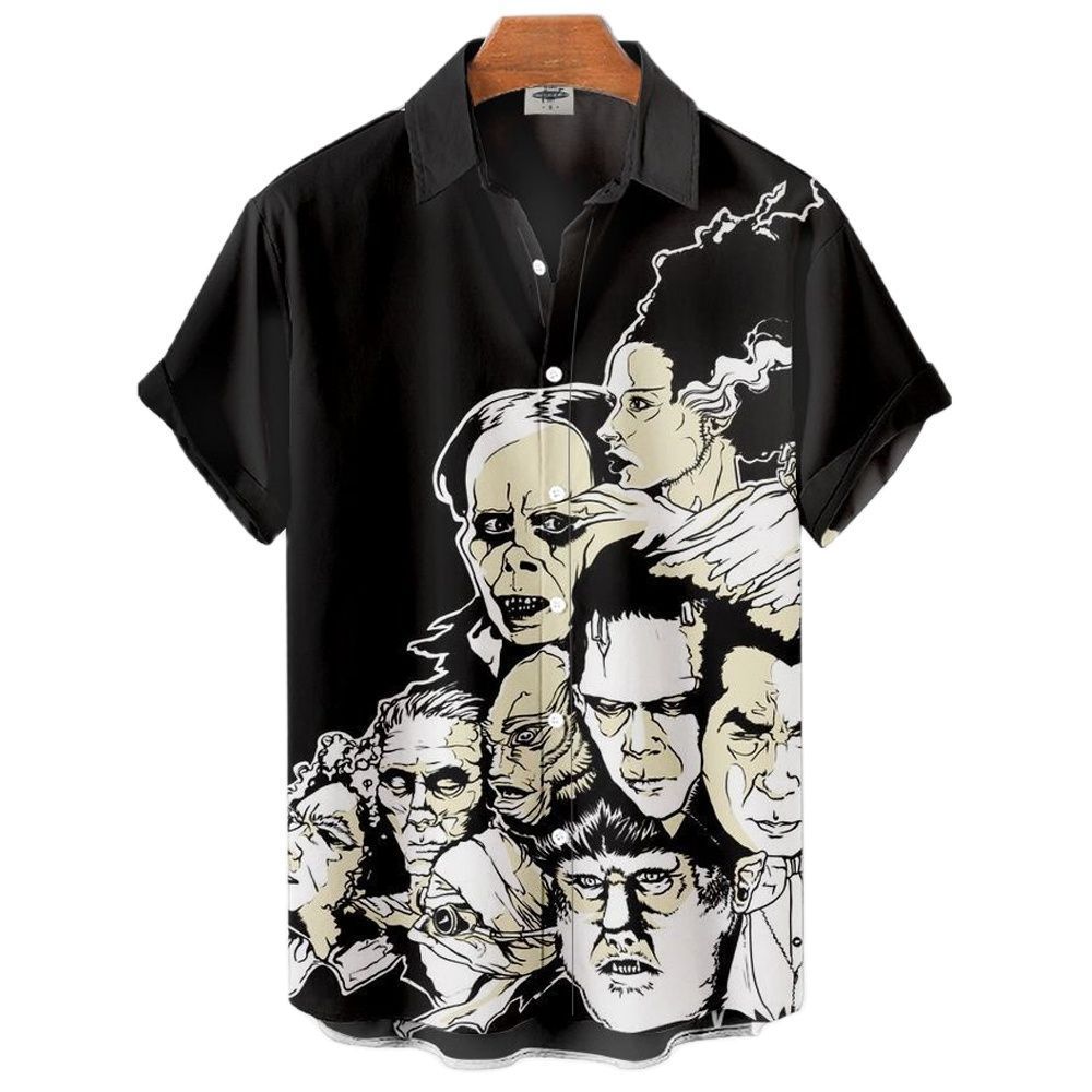 Men's Short-sleeved Shirt Four-sided Stretch 3D Digital