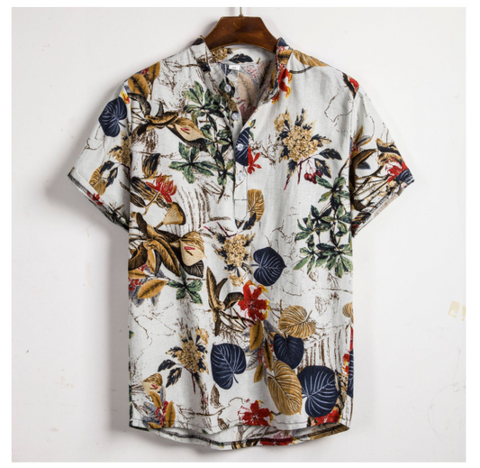 New Men's Hot-selling Floral Short Sleeve Shirt