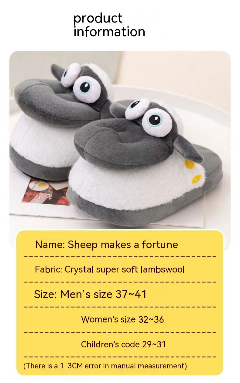 Sheep Slippers Plush Cotton Winter Thermal Home Wear Slippers