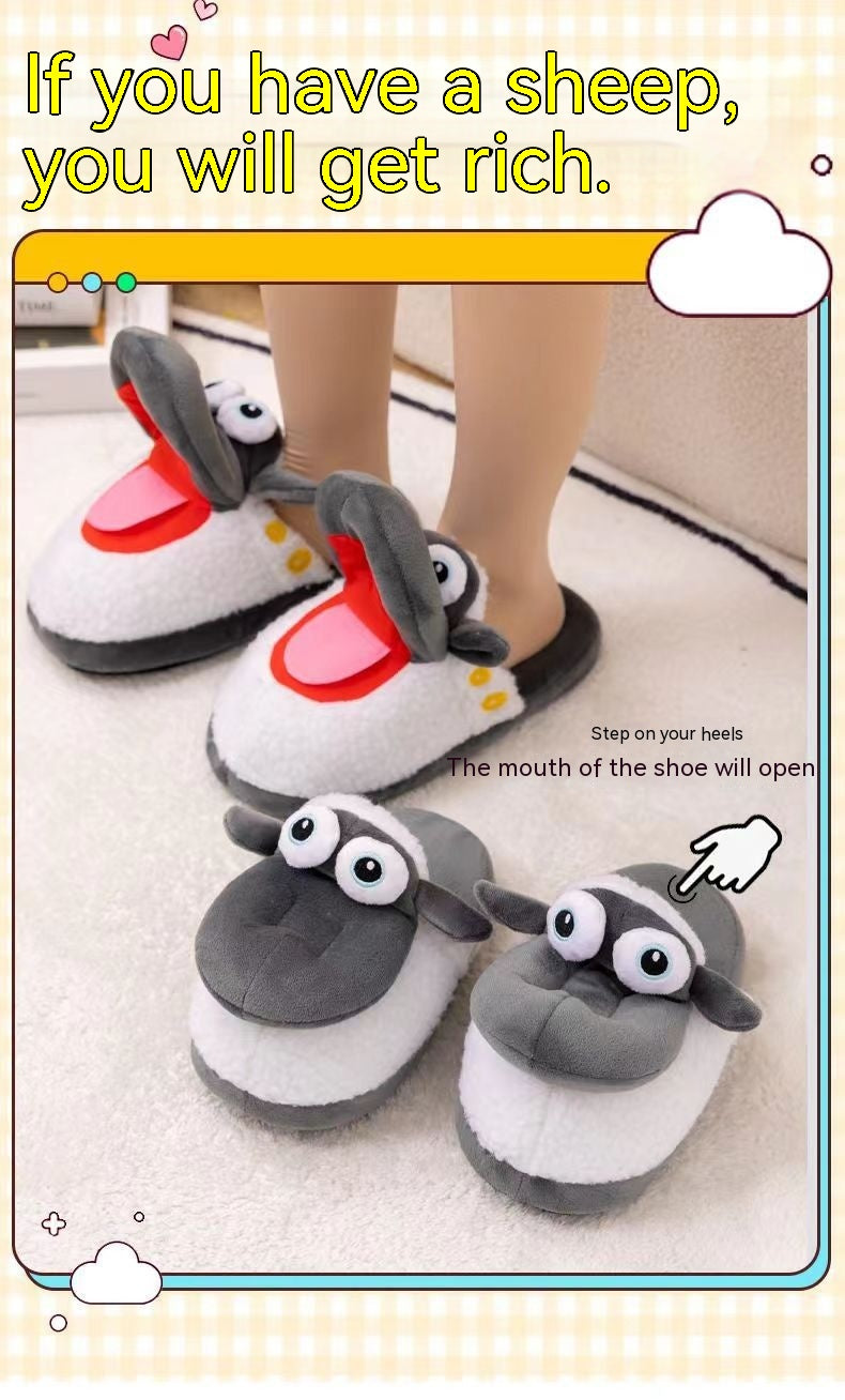 Sheep Slippers Plush Cotton Winter Thermal Home Wear Slippers