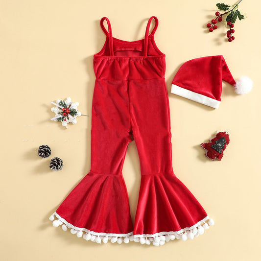 Christmas Children's Clothing Baby Girls' One-pieces Ball Cute Jumpsuit Outer Wear Two-piece Set