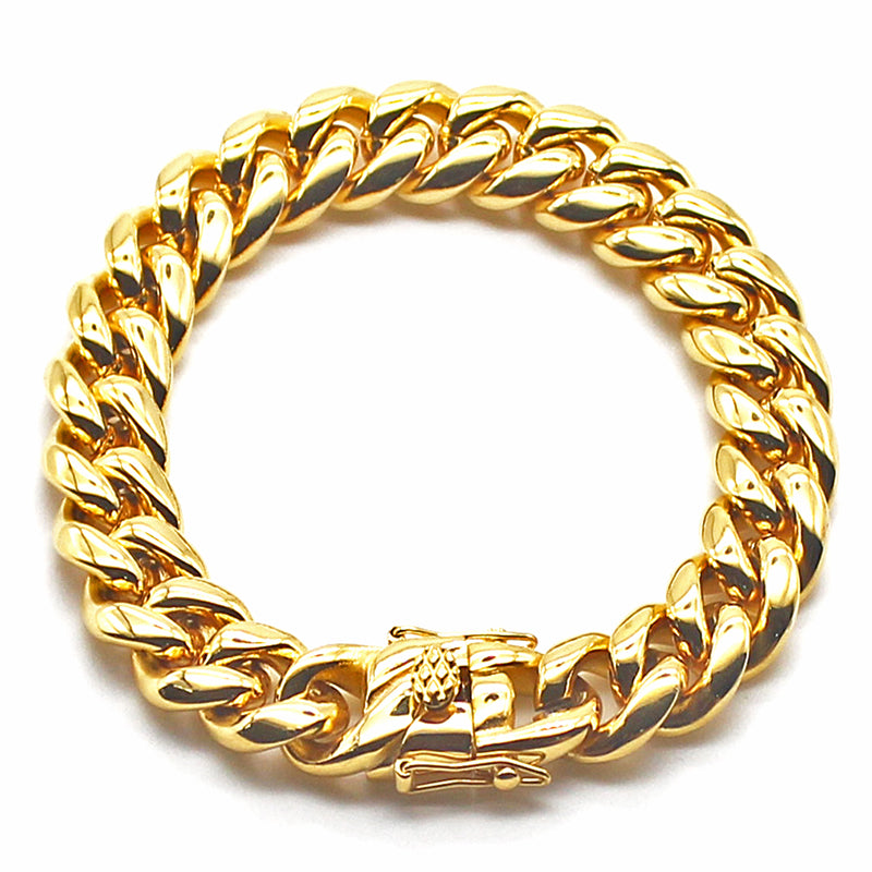 Cuban Trend Titanium Steel Gold Plated Zircon Bracelet For Men