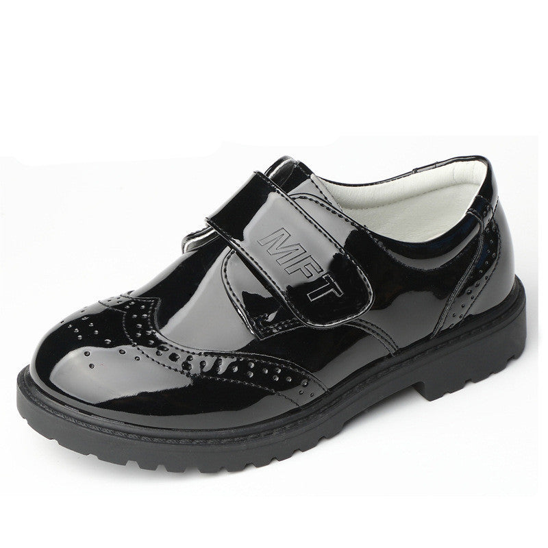 Boys Leather Shoes Student Campus Black British Style