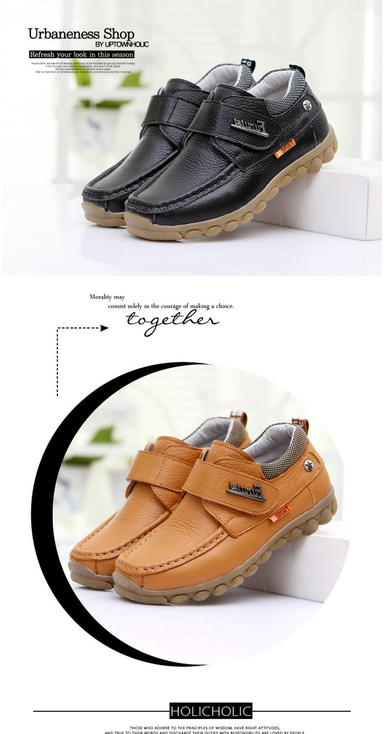 Boys' Genuine Leather Pumps Soft Bottom Middle And Big Children