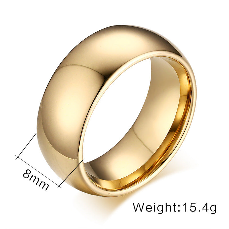 Glossy Plain Circle Tungsten Steel Couple Rings For Men And Women