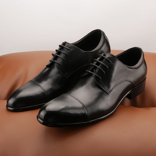 Leather Shoes For Men With Cowhide Head And Low Top