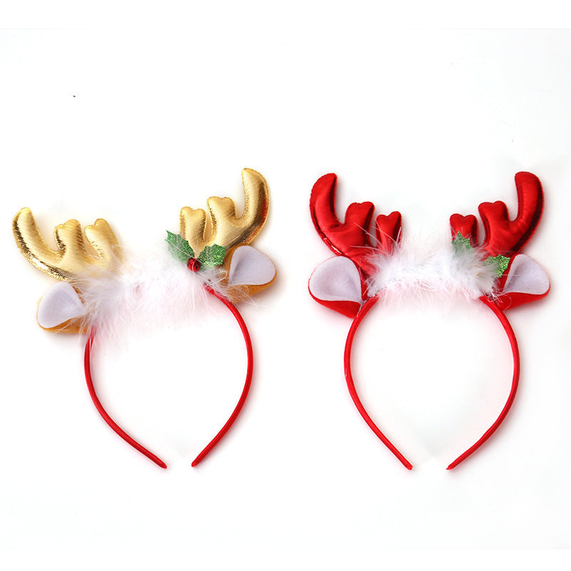 Christmas Decorations Fluff Antlers Bell Head Buckle Headband