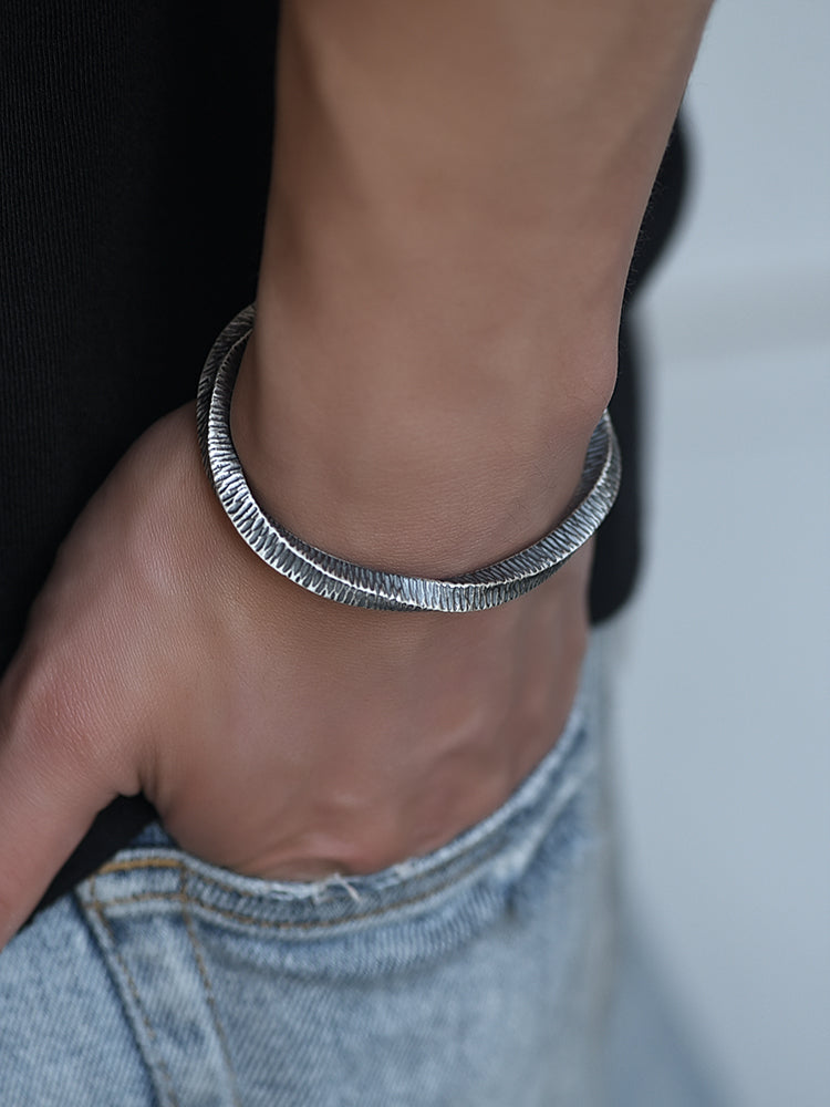 999 Sterling Silver Mobius Ring Bracelet For Men And Women