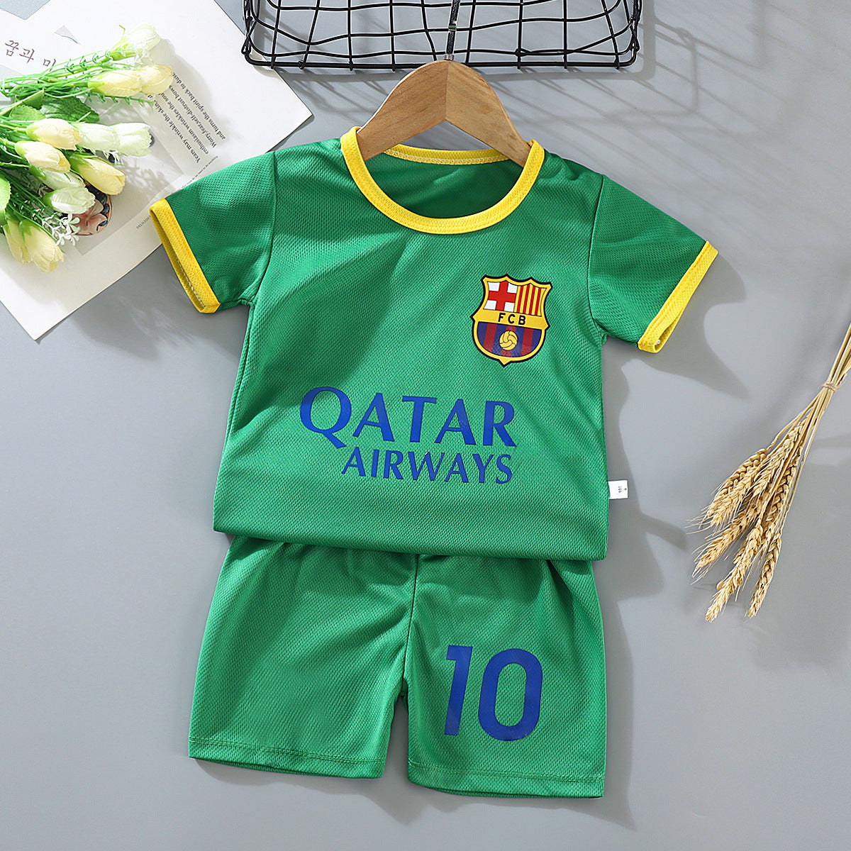 Boys And Girls Spring And Summer Jersey Training Wear Baby Short Sleeve Shorts Quick-drying Mesh Breathable