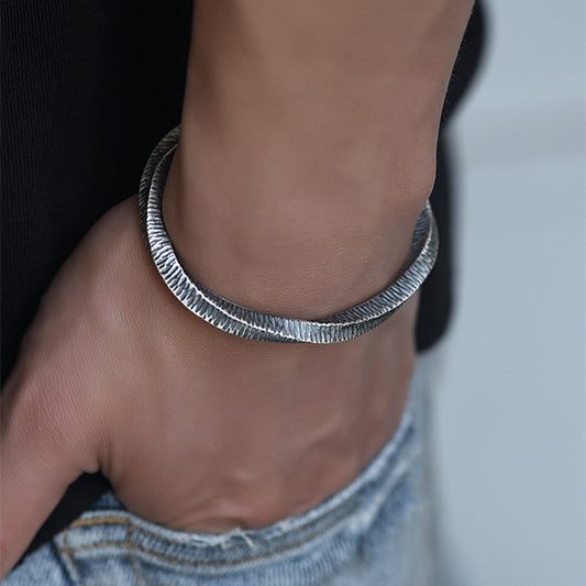 999 Sterling Silver Mobius Ring Bracelet For Men And Women