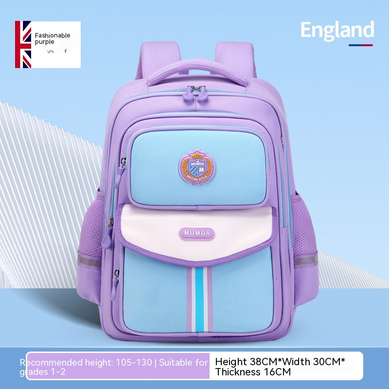 Primary School Student Waterproof Spine Protection Waist Support Large Capacity Backpack Oxford Cloth For Boys And Girls