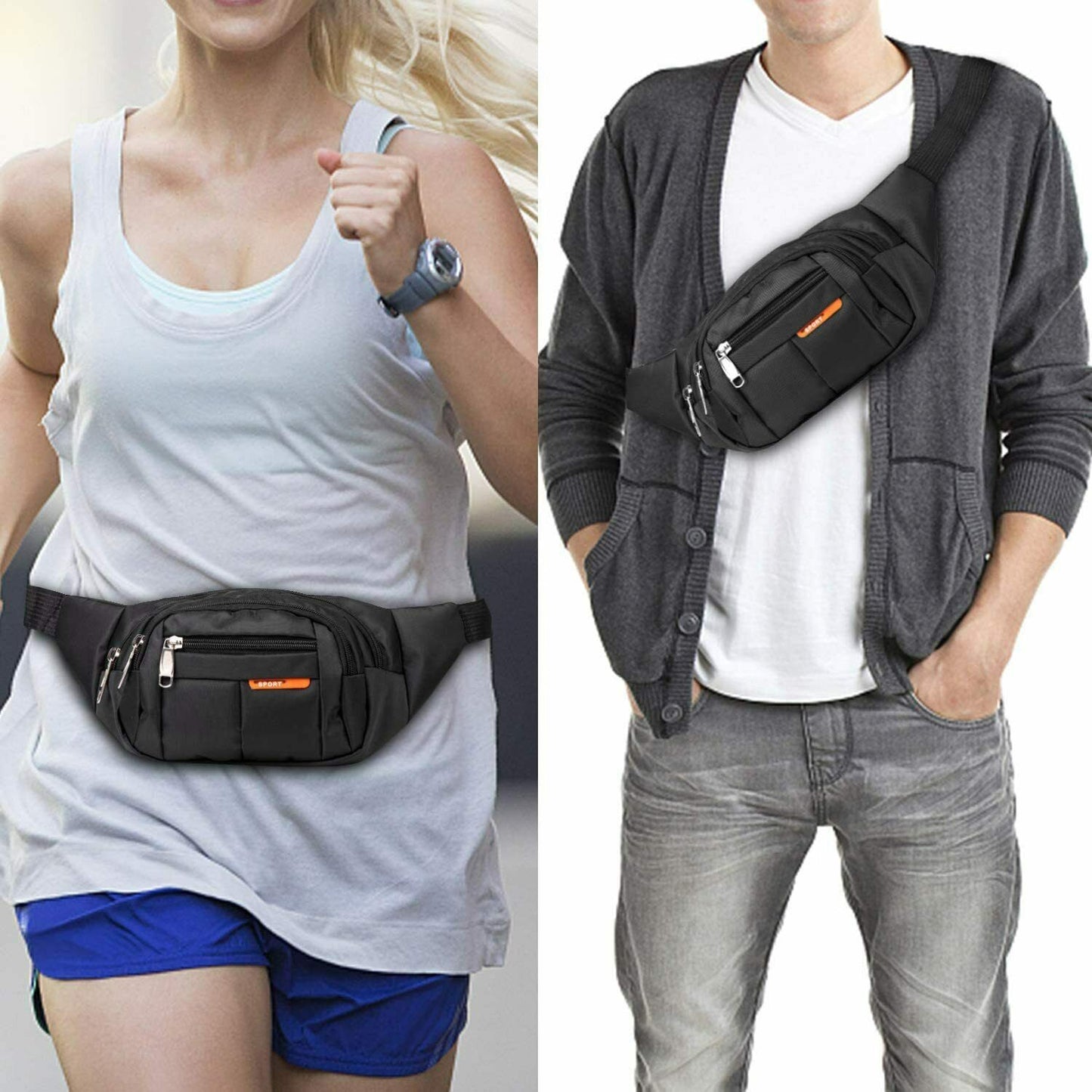 Waist Bag Fanny Pack For Men Women Hip Belt Bum Pouch Sport Travel Purse Unisex