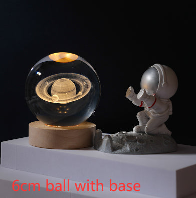 3D Crystal Ball Night Light Solar System Cosmic Theme LED Decoration Light Wooden Base Astronomy Nightlights Birthday Gift