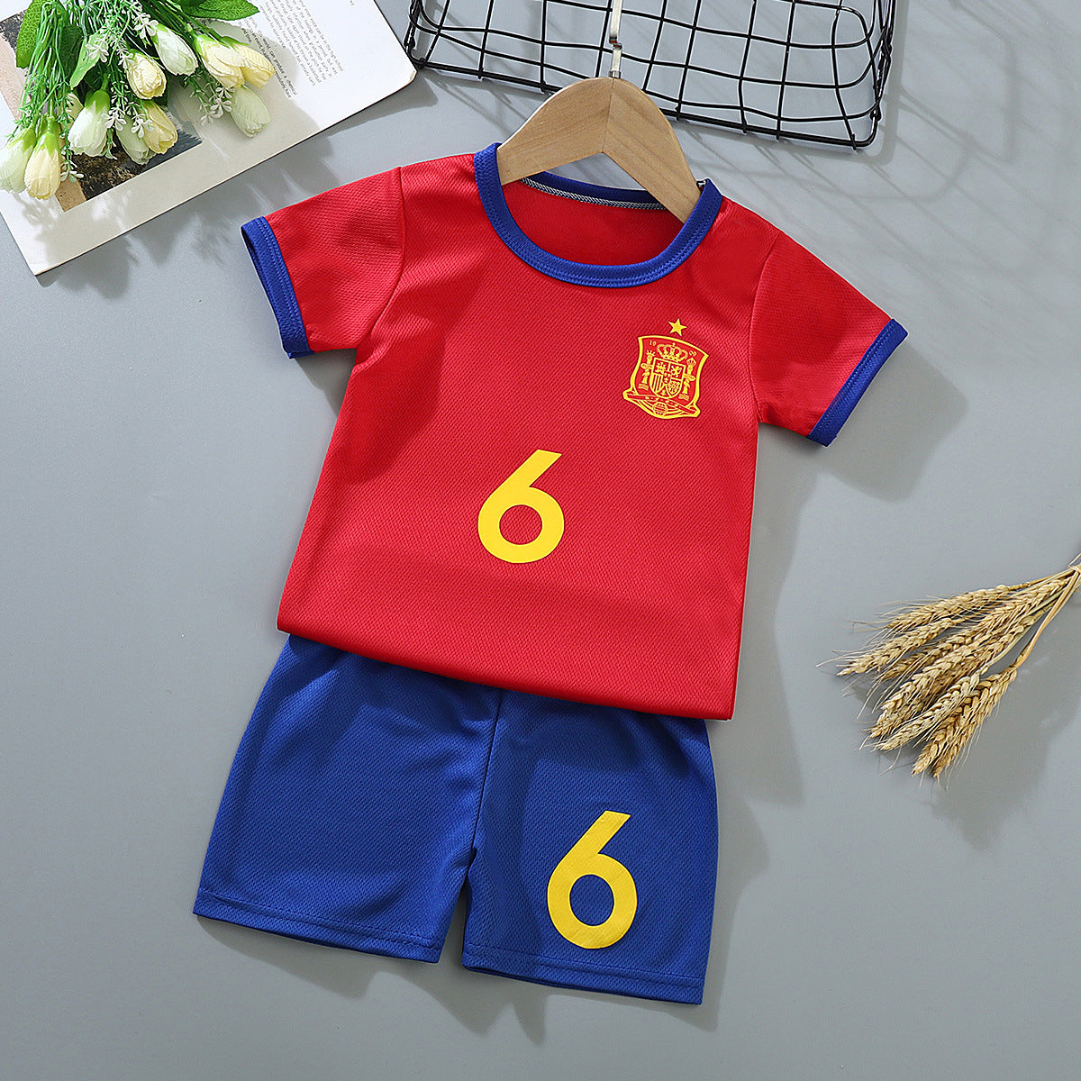 Boys And Girls Spring And Summer Jersey Training Wear Baby Short Sleeve Shorts Quick-drying Mesh Breathable