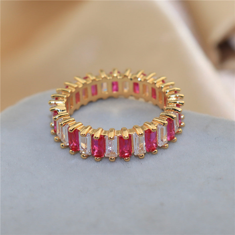 Seven colored zircon rings