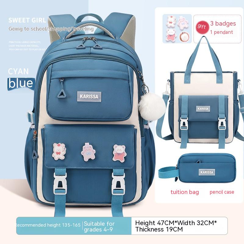 Girls' Waterproof Backpack Wear-resistant Large Capacity