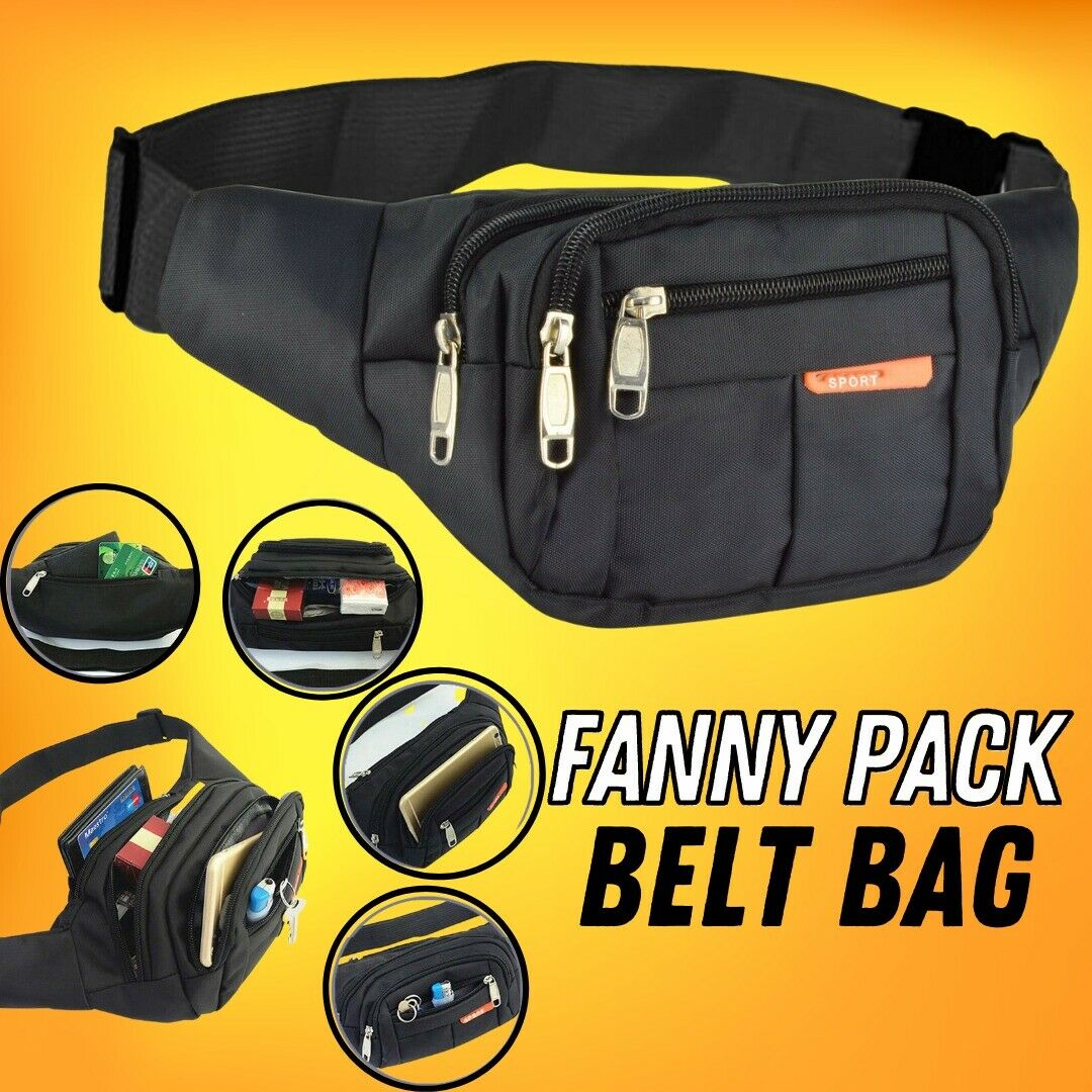 Waist Bag Fanny Pack For Men Women Hip Belt Bum Pouch Sport Travel Purse Unisex