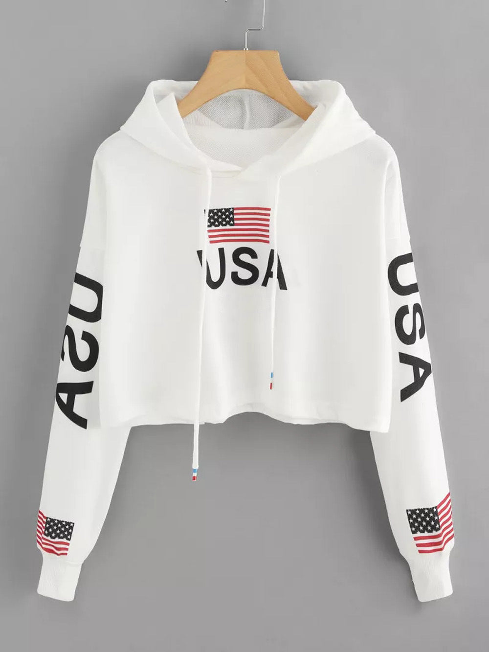 Spring And Autumn Long Sleeve Ladies Flag Print USA Top