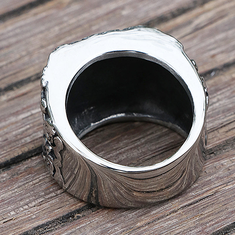 Popular Titanium Steel Men's Ring Spades Epoxy Carved Rings For Men And Women