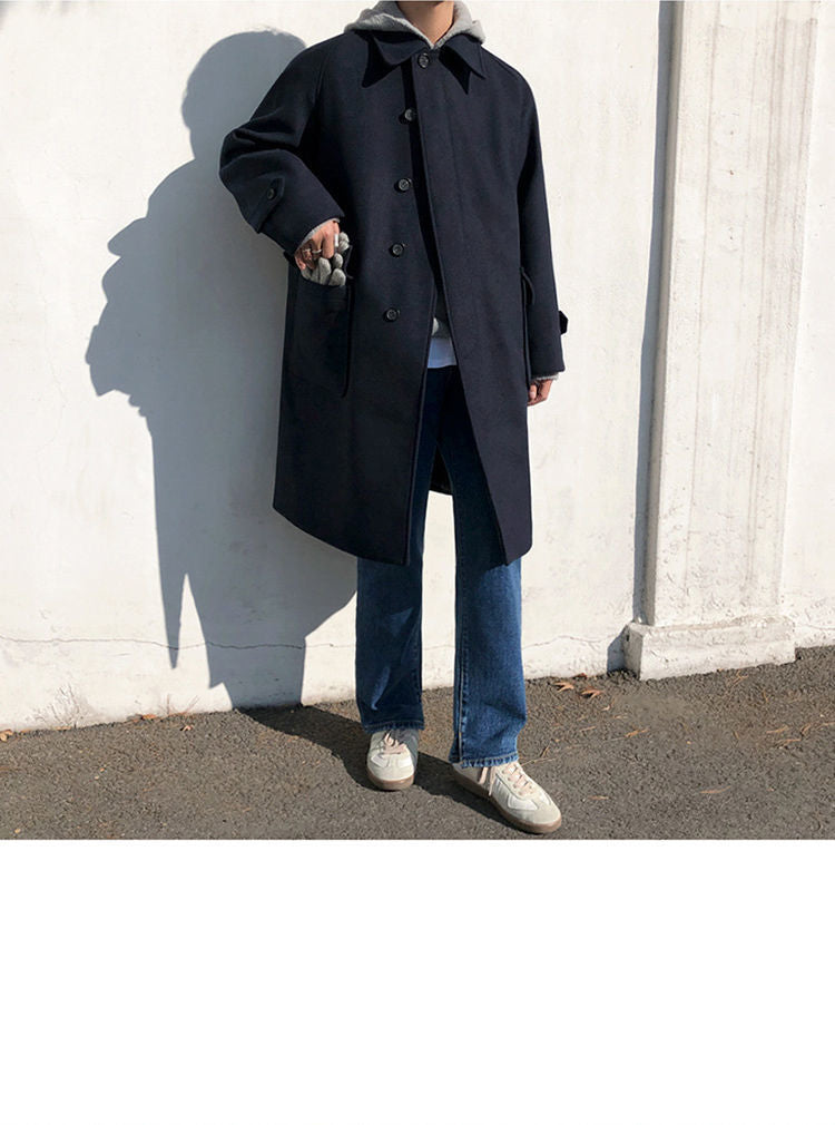 British Style Trench Coat Woolen Cloth