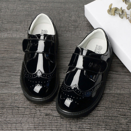 Boys Leather Shoes Student Campus Black British Style