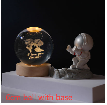 3D Crystal Ball Night Light Solar System Cosmic Theme LED Decoration Light Wooden Base Astronomy Nightlights Birthday Gift