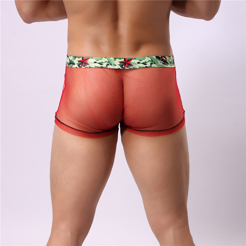 Men's Sexy See-through Mesh High Elastic Boxers