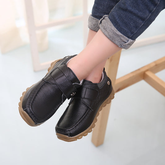 Boys' Genuine Leather Pumps Soft Bottom Middle And Big Children