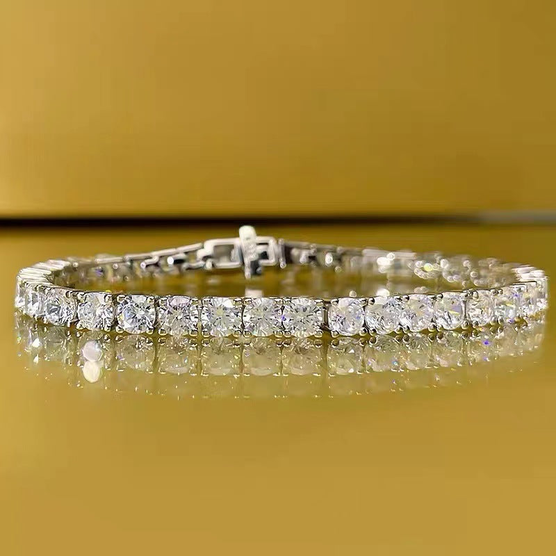 Silver High Carbon Diamond Bracelet Men And Women 5mm