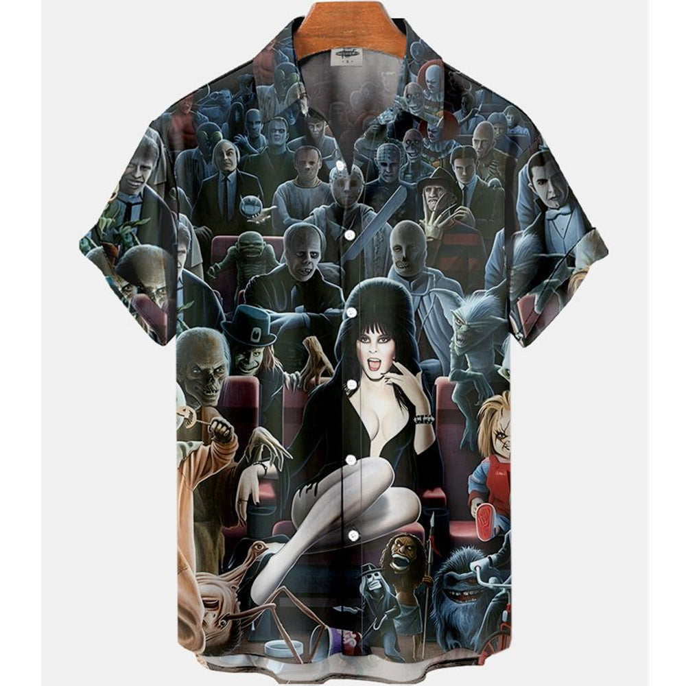 Men's Short-sleeved Shirt Four-sided Stretch 3D Digital