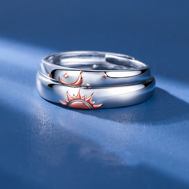 Sun Moon Sterling Silver Couple Rings For Women And Men