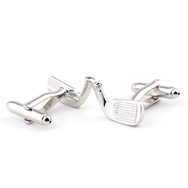 Golf Racket Shape Plain Metal French Shirt Men's Cufflinks