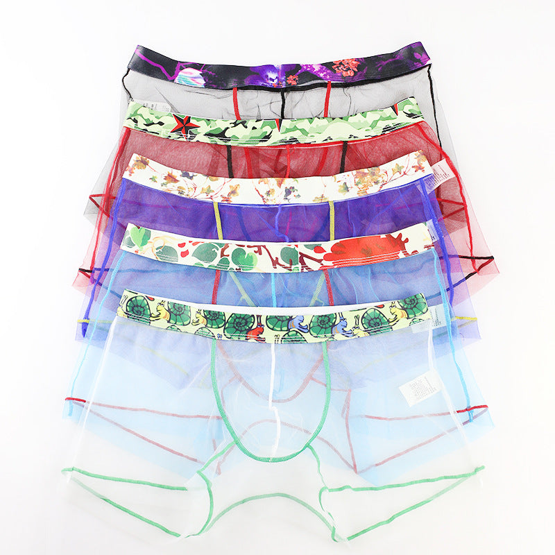 Men's Sexy See-through Mesh High Elastic Boxers