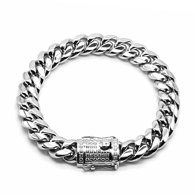 Cuban Trend Titanium Steel Gold Plated Zircon Bracelet For Men