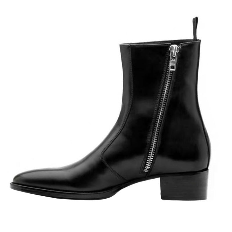 Leather Pointed Toe Zipper High Street Martin Boots