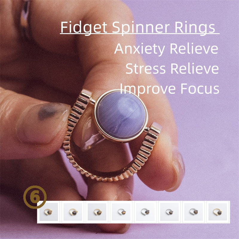 Original Fidget Spinner Rings Natural Stone Rings Replaceable Spinners For Anxiety And Stress Relief Jewelry Gifts