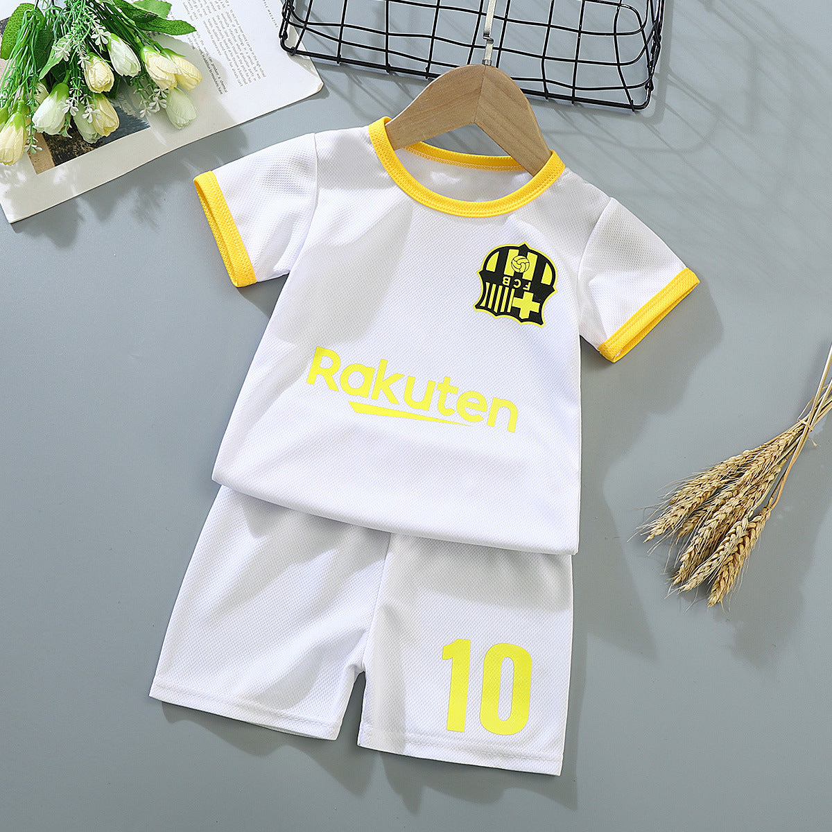 Boys And Girls Spring And Summer Jersey Training Wear Baby Short Sleeve Shorts Quick-drying Mesh Breathable