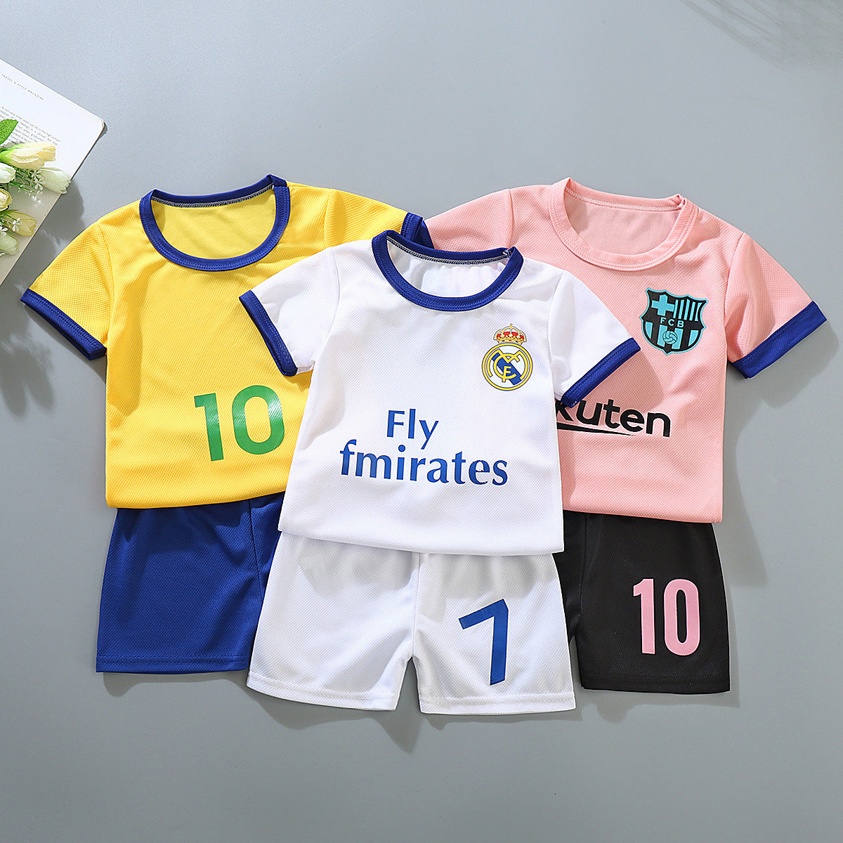 Boys And Girls Spring And Summer Jersey Training Wear Baby Short Sleeve Shorts Quick-drying Mesh Breathable