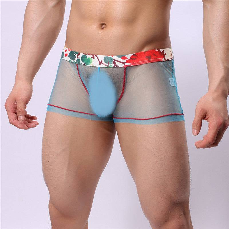 Men's Sexy See-through Mesh High Elastic Boxers